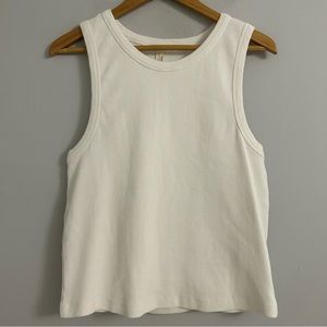 Anthropologie White Ribbed Tank Top